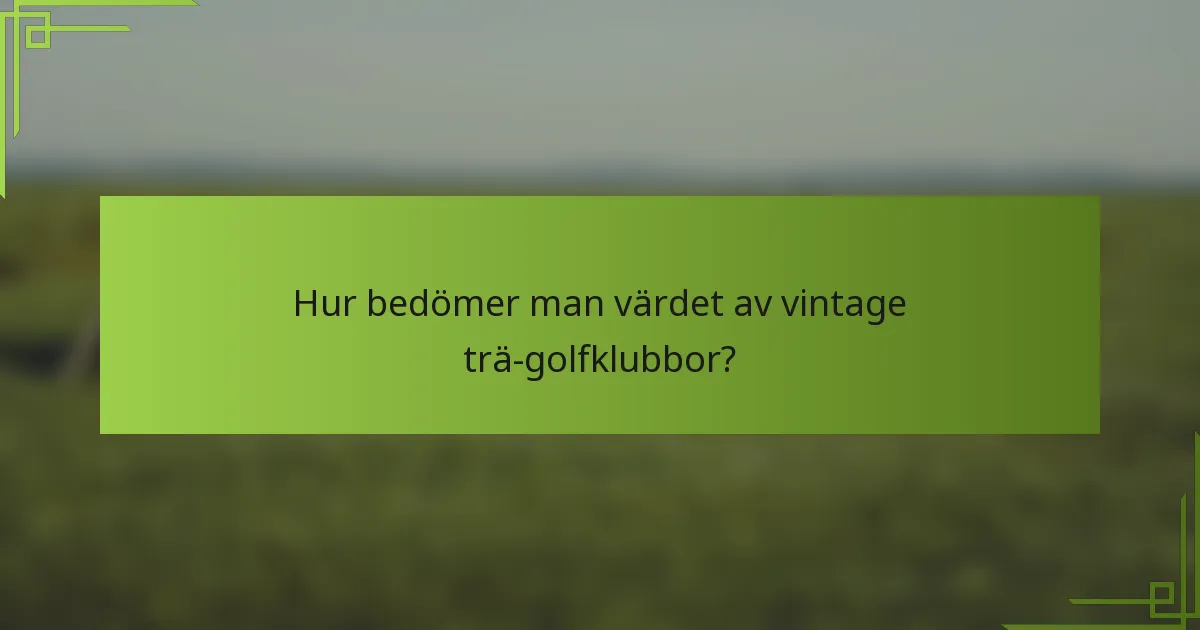 Hur bedömer man värdet av vintage trä-golfklubbor?