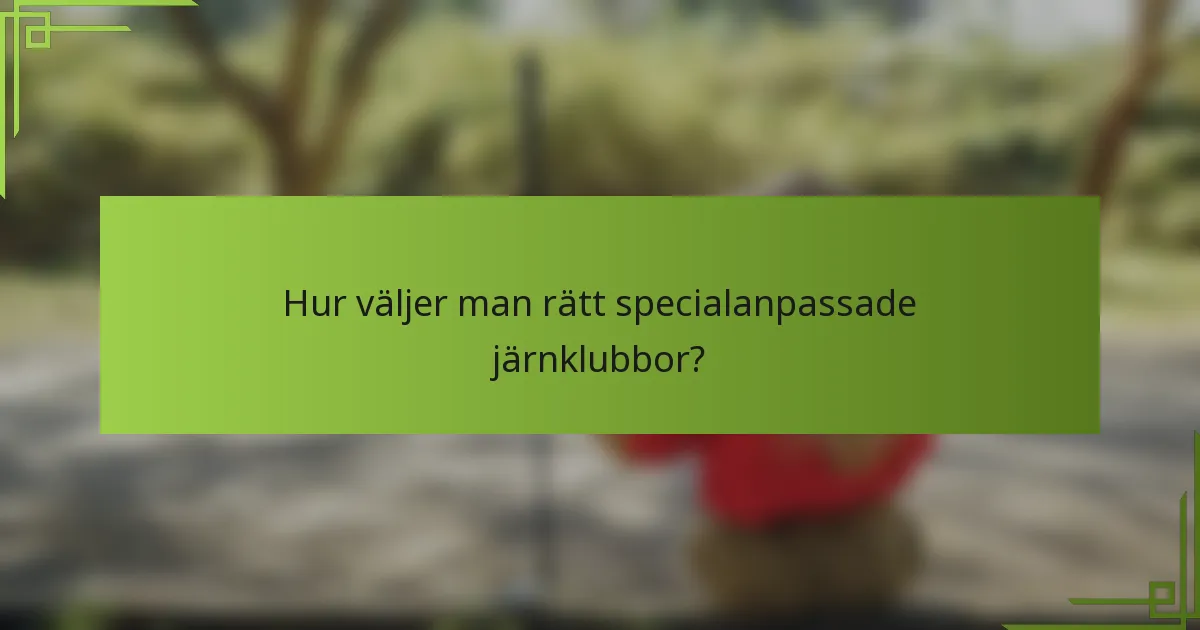 Hur väljer man rätt specialanpassade järnklubbor?