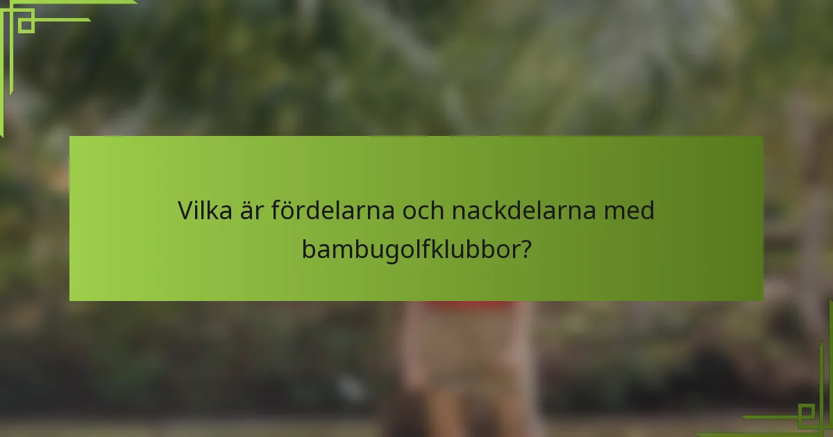 Vilka är fördelarna och nackdelarna med bambugolfklubbor?