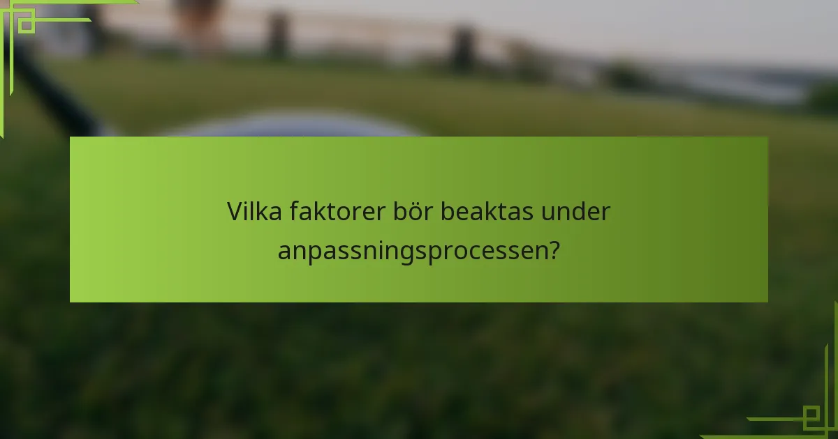 Vilka faktorer bör beaktas under anpassningsprocessen?