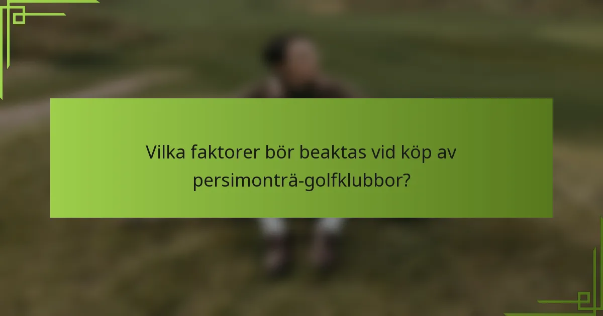 Vilka faktorer bör beaktas vid köp av persimonträ-golfklubbor?