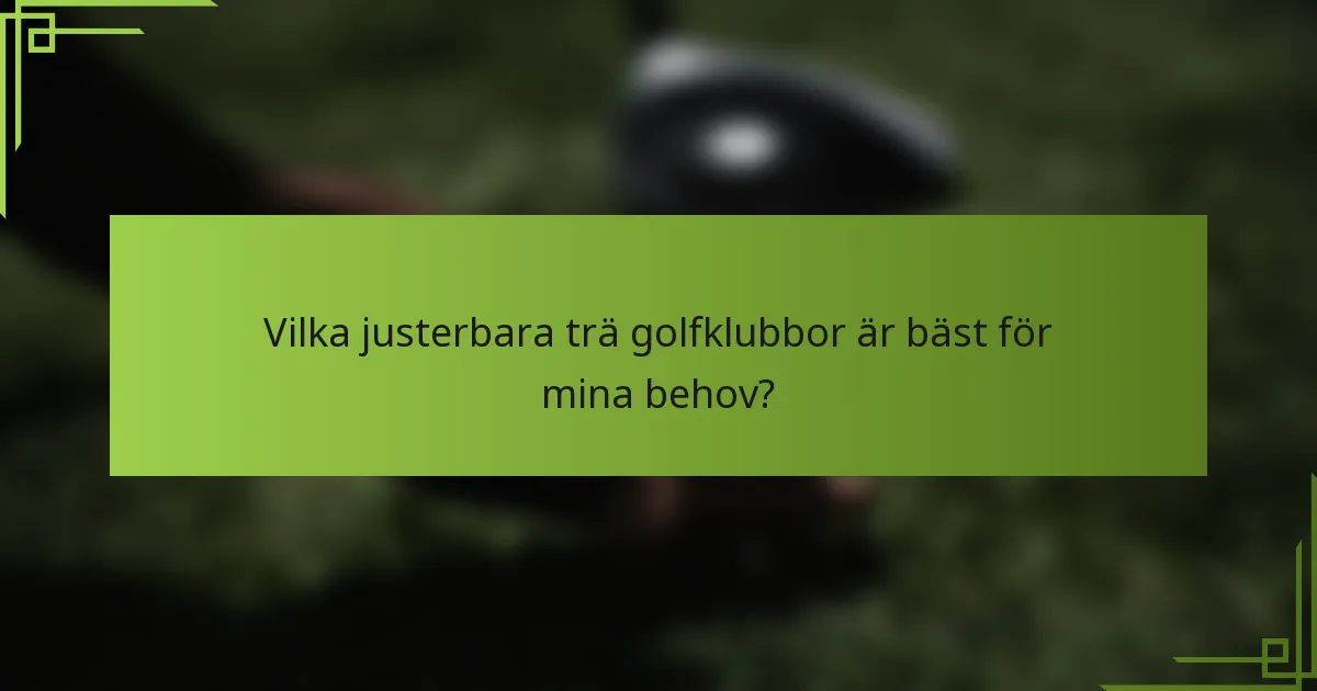 Vilka justerbara trä golfklubbor är bäst för mina behov?