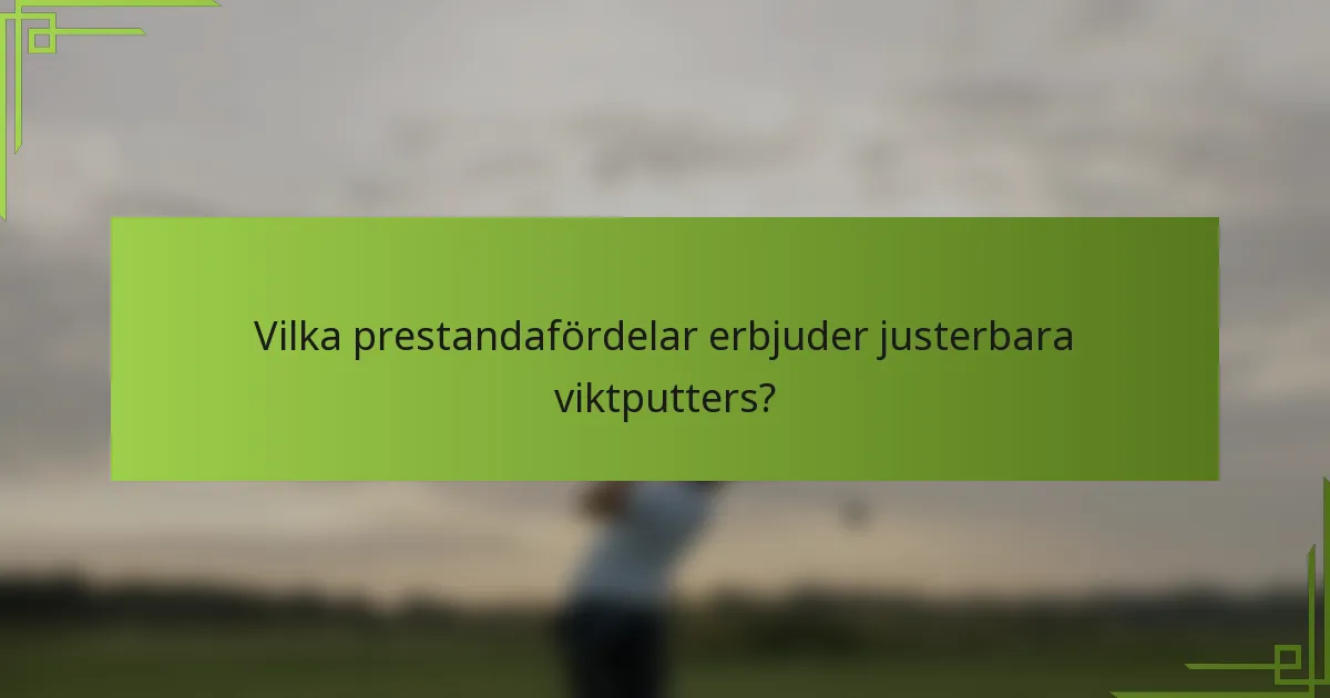 Vilka prestandafördelar erbjuder justerbara viktputters?
