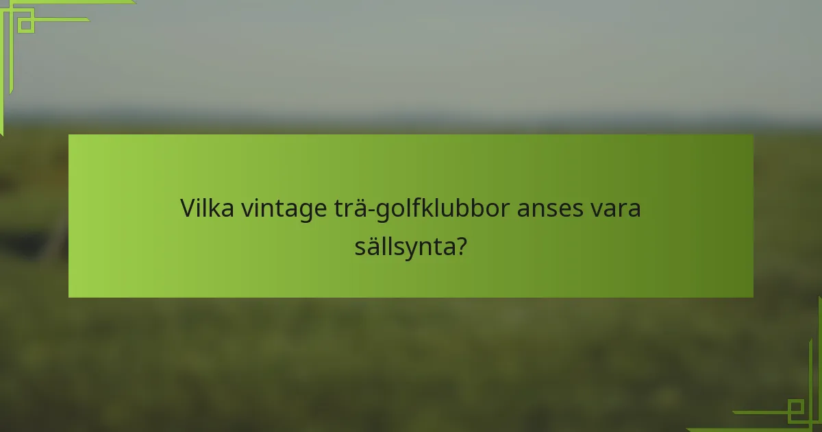 Vilka vintage trä-golfklubbor anses vara sällsynta?